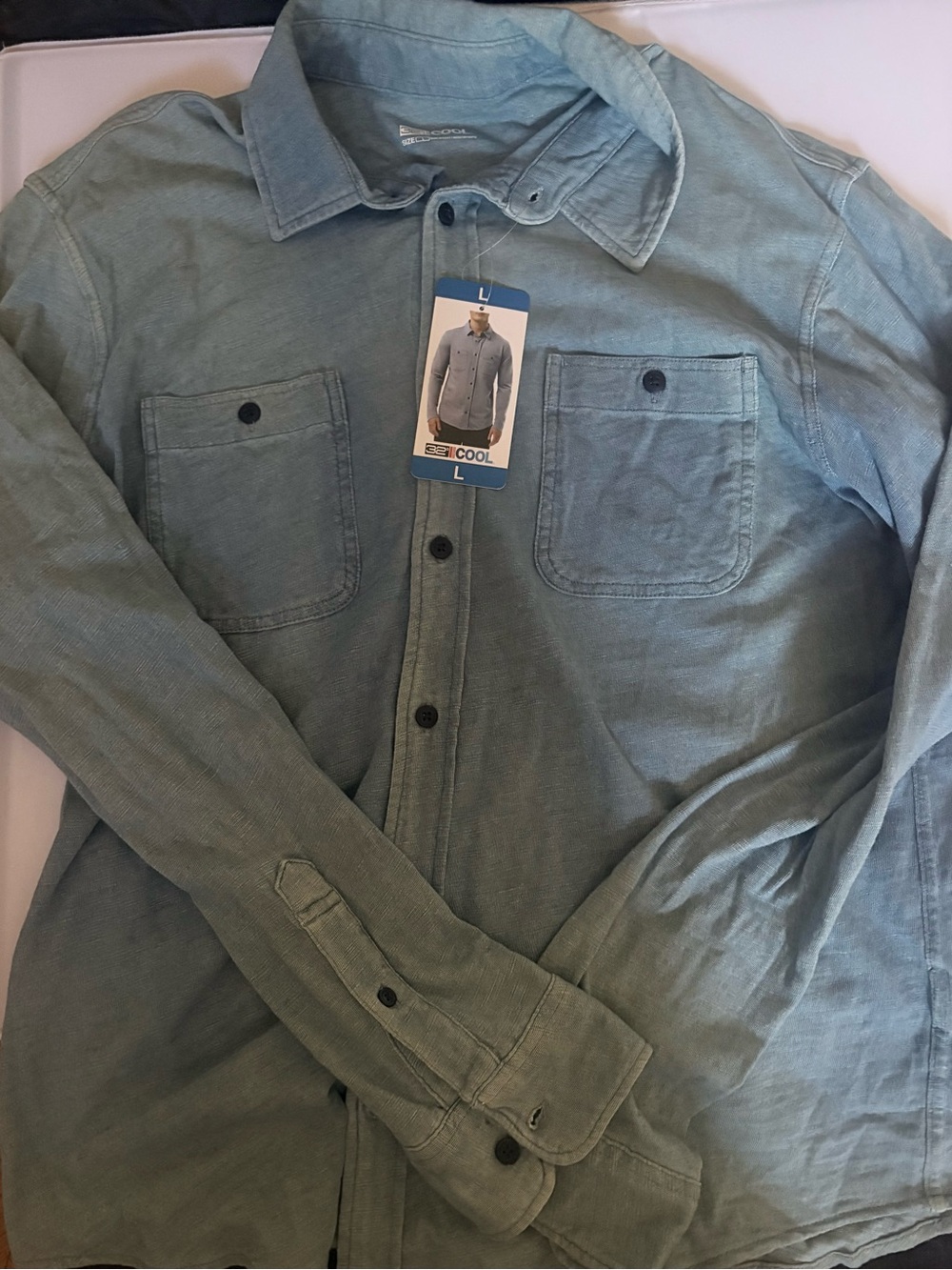 Blue  Button-Up Shirt